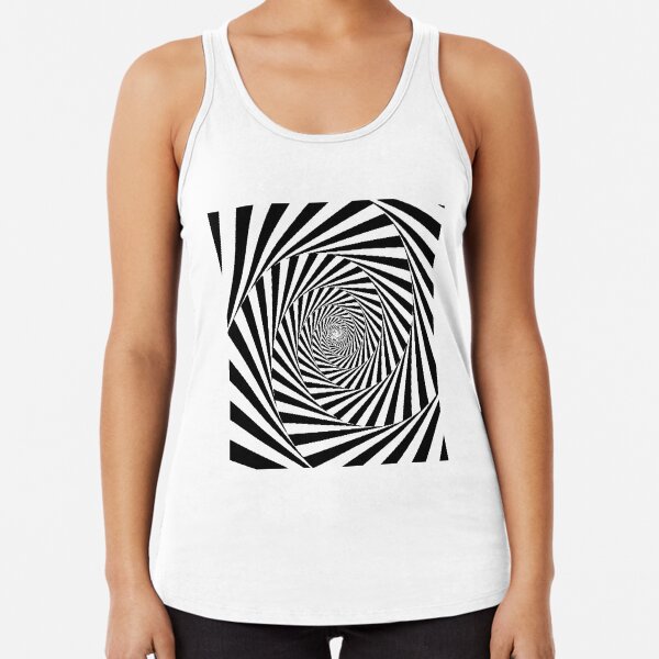 Clothing, Espiral Hipnótica, Optical Illusion Beige Swirl Racerback Tank Top
