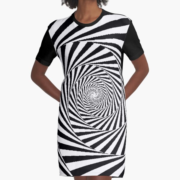 Espiral Hipnótica, Optical Illusion Beige Swirl Graphic T-Shirt Dress