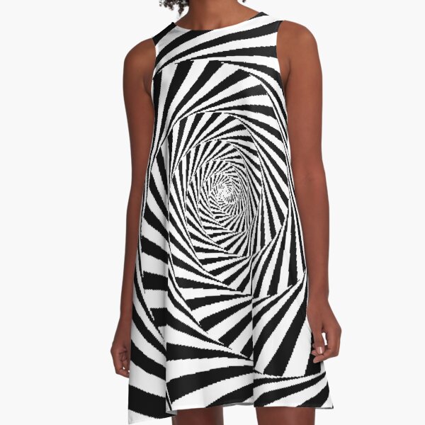 Espiral Hipnótica, Optical Illusion Beige Swirl A-Line Dress