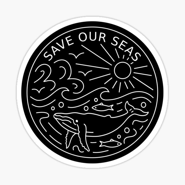 Aperçu de l'œuvre Sauver nos mers Dessin de ligne de conservation marine de l'océan créée et vendue par IndigoLark.
