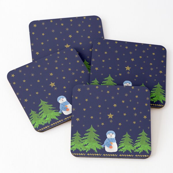 Item preview, Sparkly gold stars, snowman and green tree designed and sold by homemadecreate.