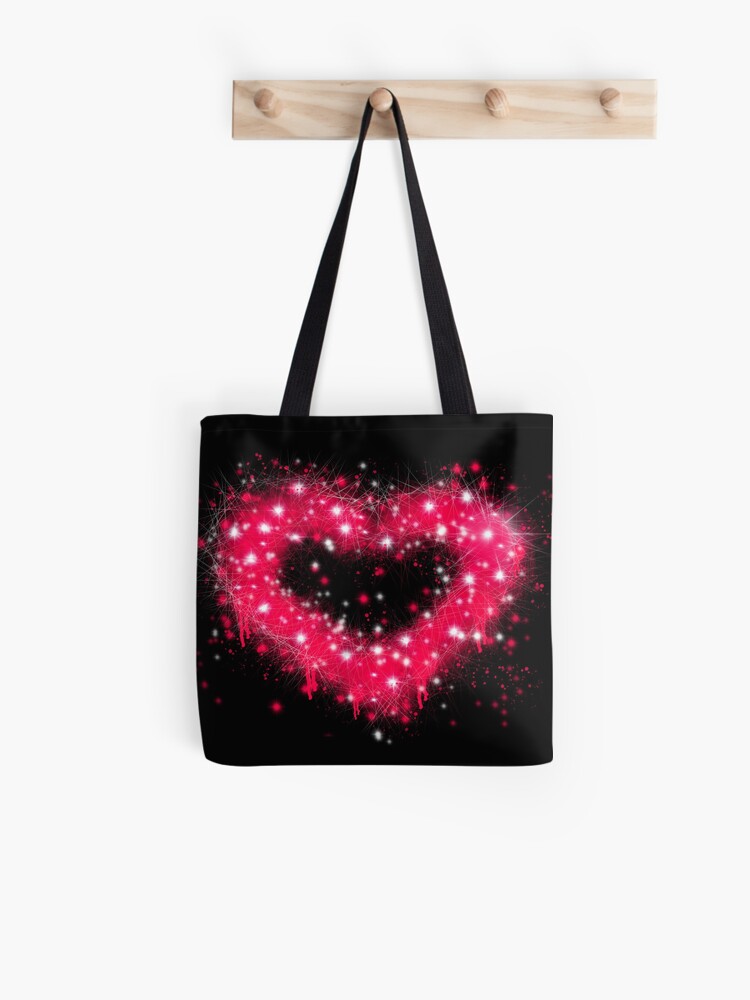 Graffiti spray paint pink sparkling heart design tote bag