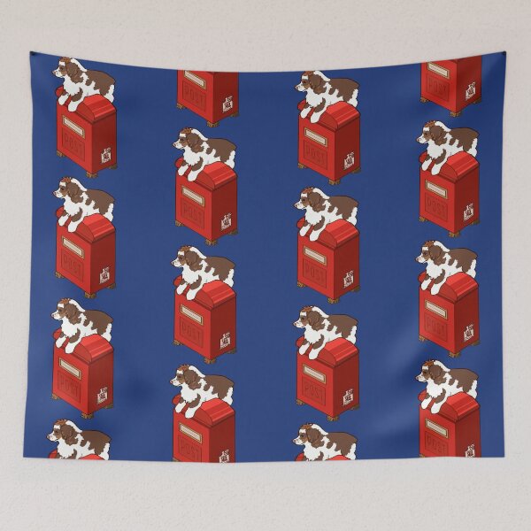 Item preview, Mailbox Red tri Aussie dog / red tricolor Australian Shepherd showing extreme restraint and focus designed and sold by Ivy Fox Illustration.