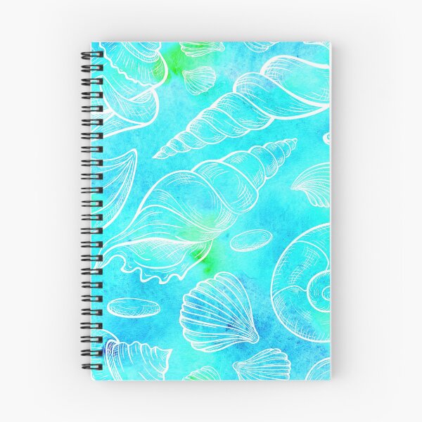 Item preview, Aqua Blue and Teal white Seashells Shells Pattern designed and sold by funnytshirtemp.