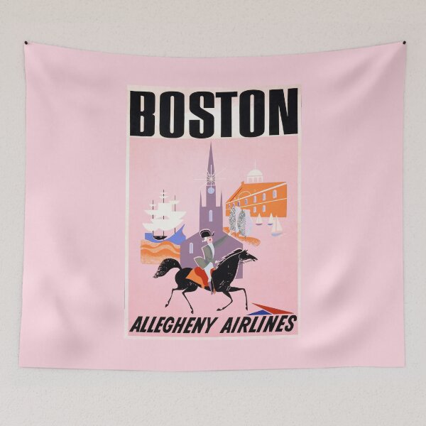 Item preview, Vintage Boston Ad - Allegheny Airlines - Mayflower Ship and Faneuil Hall designed and sold by vintagerepros.