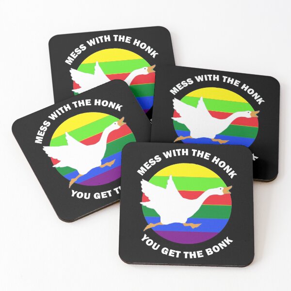 Mess The Honk You Get The Bonk Memes Funny Goose Meme Game White Bird Coasters (Set of 4)