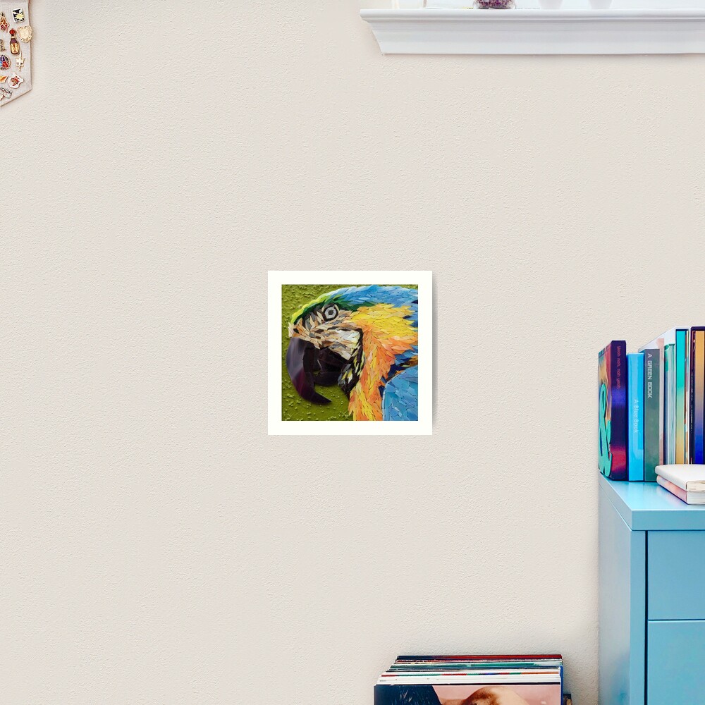 Mackey, the yelow and blue macaw, mosaic Art Print