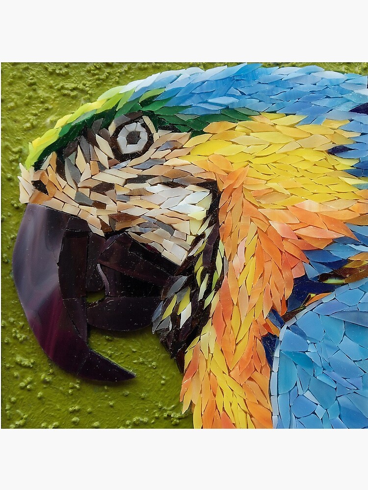Mackey, the yelow and blue macaw, mosaic by AdrianaZoon