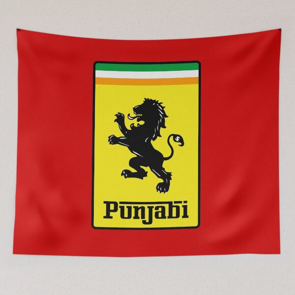 Item preview, Punjabi Fast Super Car Driving Motor Gear Head Logo Parody Lion Flag Punjab India Indian Desi T-Shirt designed and sold by prezziefactory.