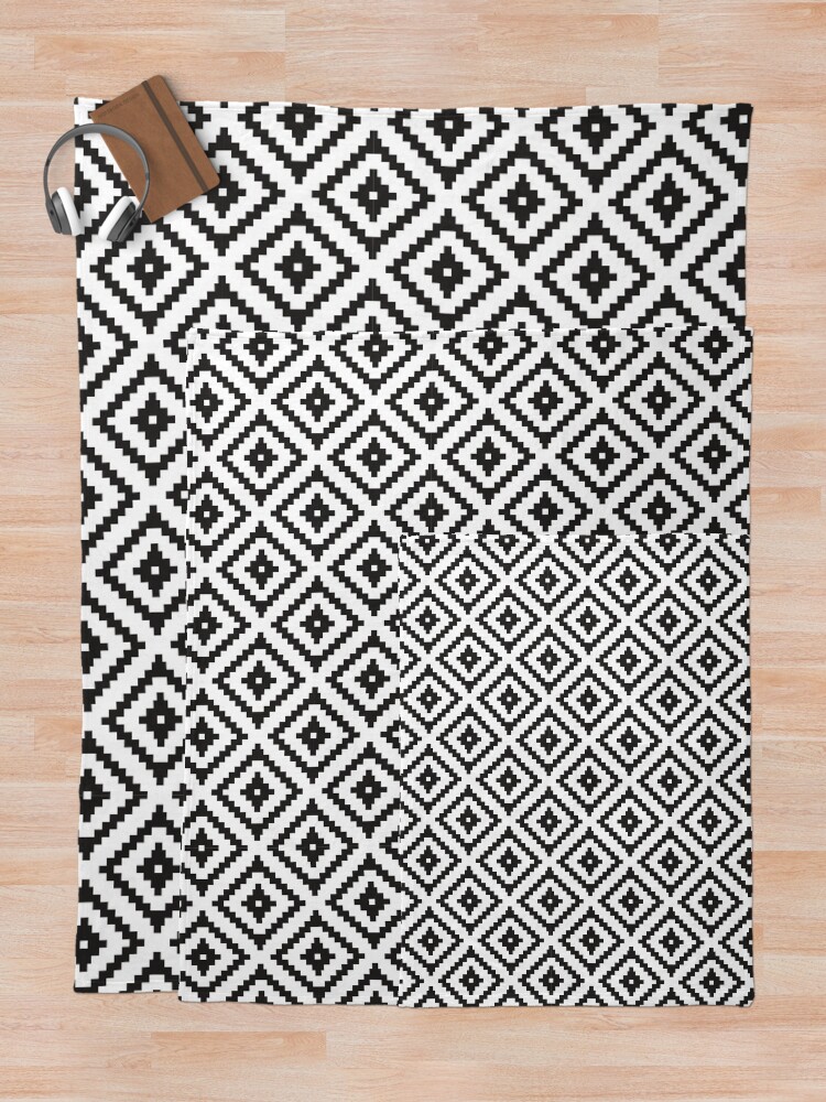 "Aztec Black on White" Throw Blanket for Sale by littlearrow Redbubble