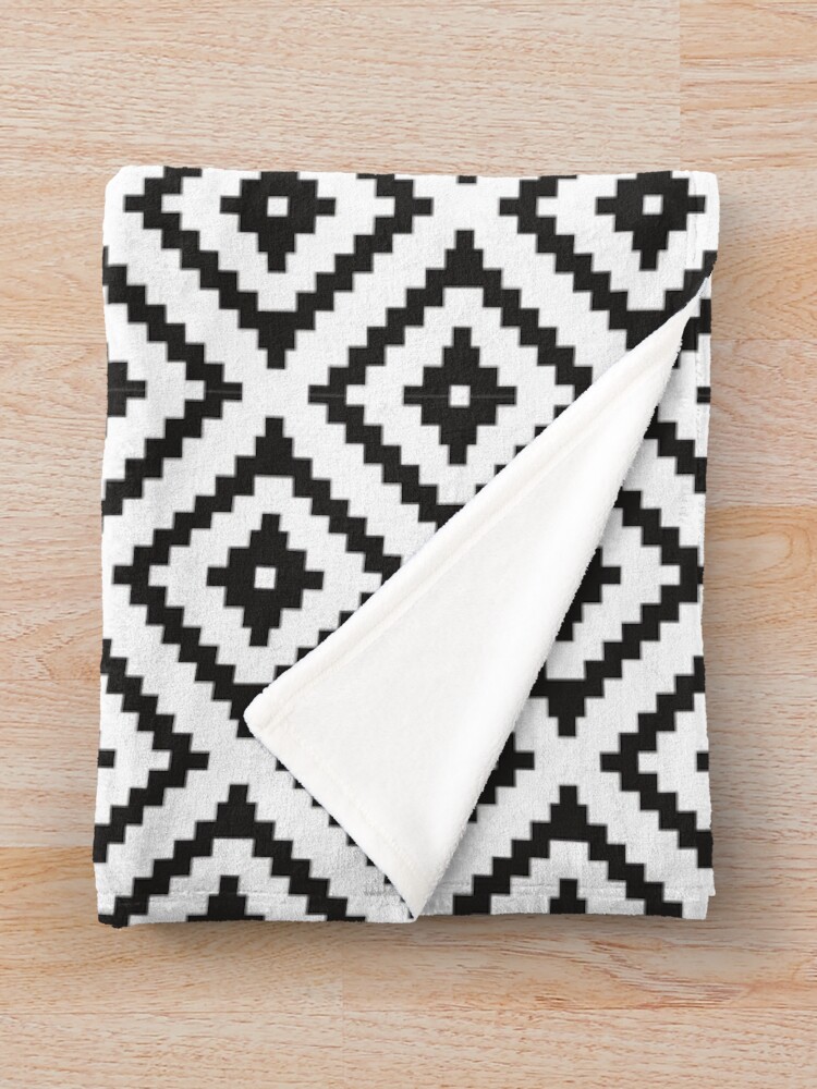 "Aztec Black on White" Throw Blanket for Sale by littlearrow Redbubble