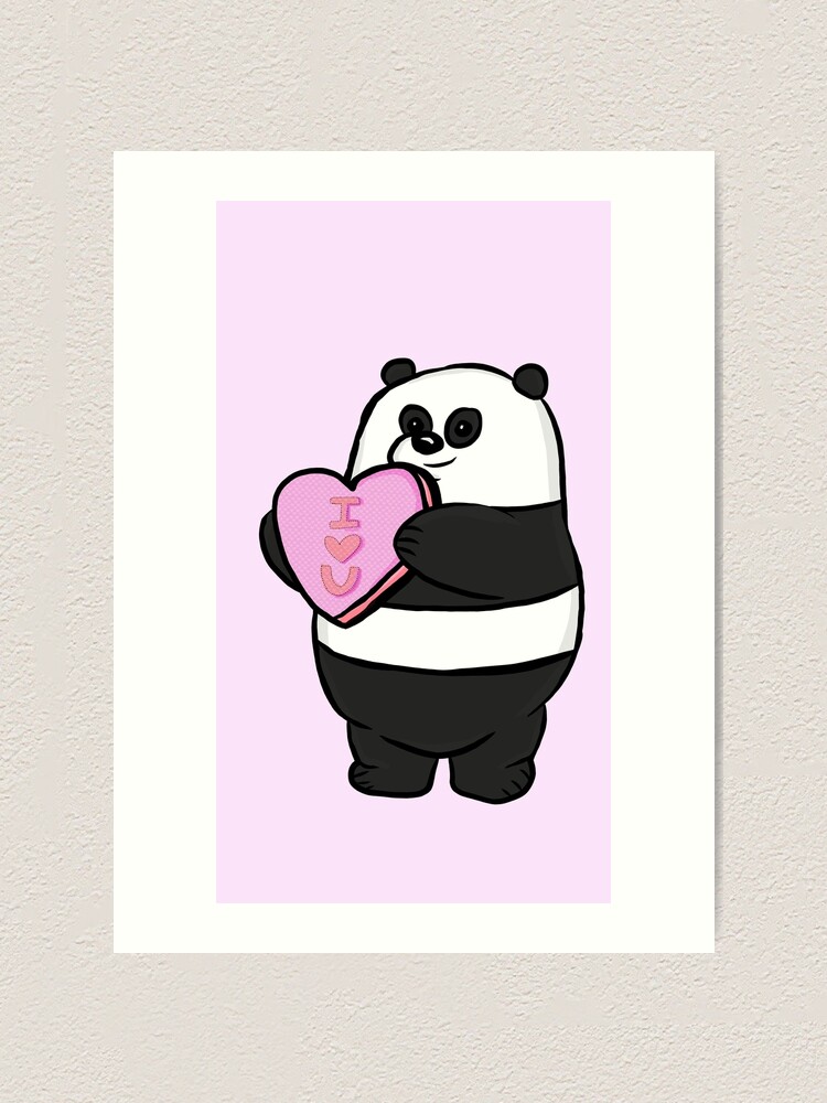 I Love You Panda Bear We Bare Bears Art Print By Roserinart Redbubble