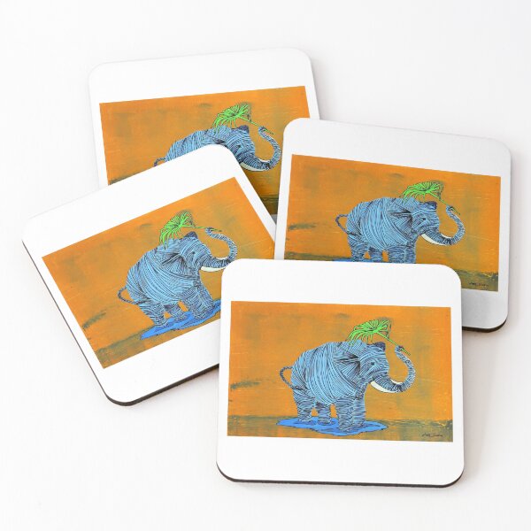 Item preview, Elephant Holding Leaf By ArtGuru 9910 - Acrylic On Paper designed and sold by Art Guru.