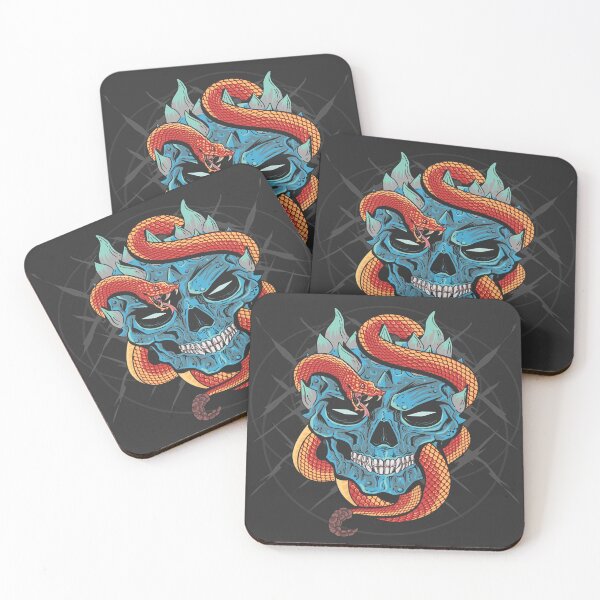 Item preview, SKULL HEAD PUNK AND SNAKE ARTWORK designed and sold by leen12 Art Designs Prints.