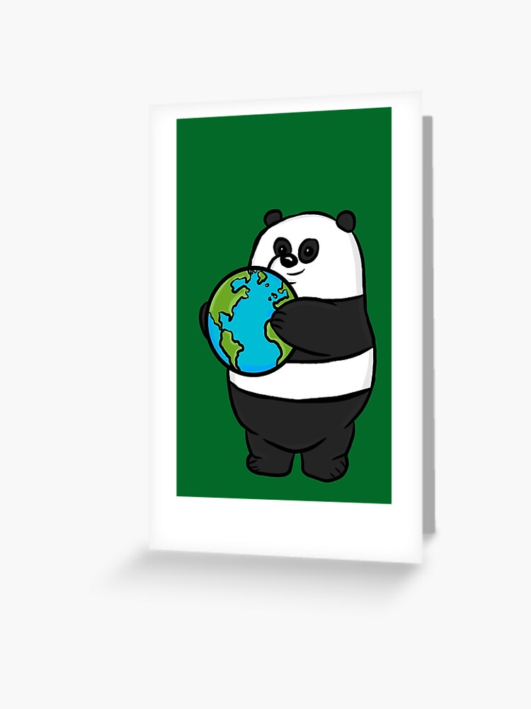 Earth Day Panda Bear We Bare Bears Greeting Card By Roserinart Redbubble