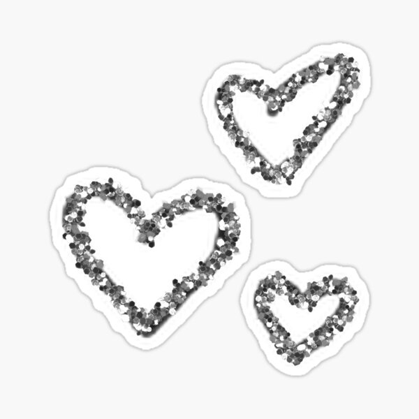 Silver glittery hearts Sticker