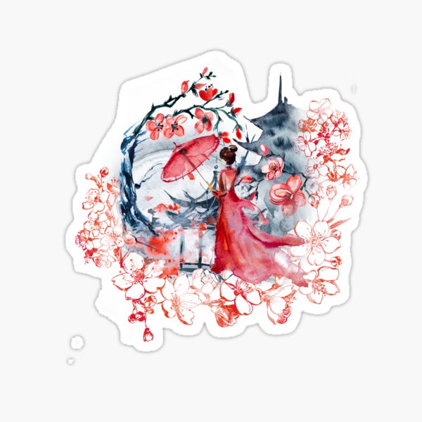 Geisha Frühling Sticker