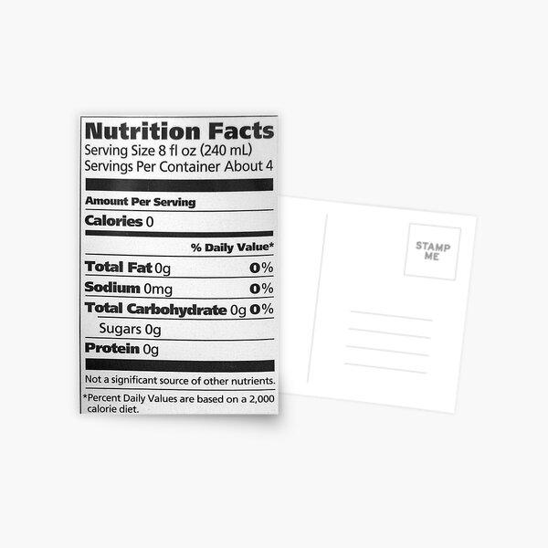 Nutrition Facts 8fl oz Water Sticker for Sale by Evan Sharboneau