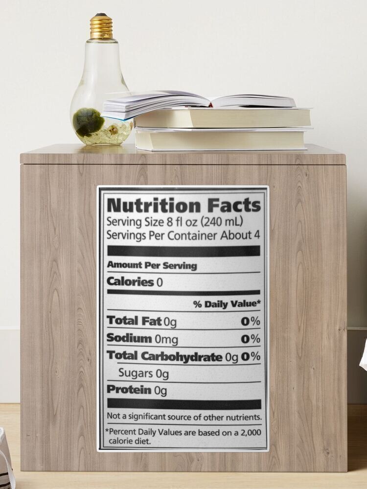 Nutrition Facts 8fl oz Water Sticker for Sale by Evan Sharboneau
