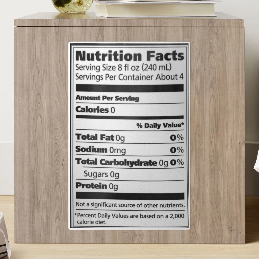 Nutrition Facts 8fl oz Water Sticker for Sale by Evan Sharboneau