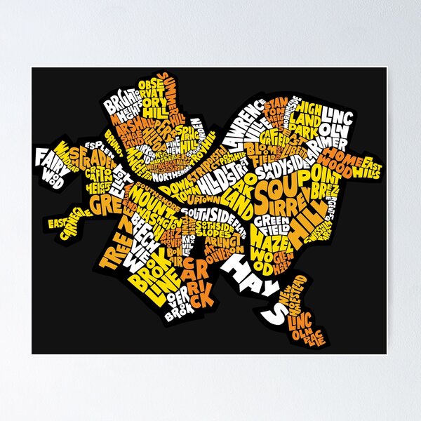 Item preview, Pittsburgh Neighborhood Names Map designed and sold by polliadesign.