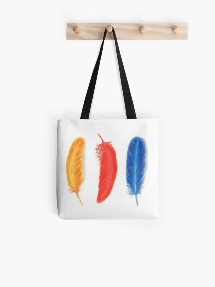 blue feather bag