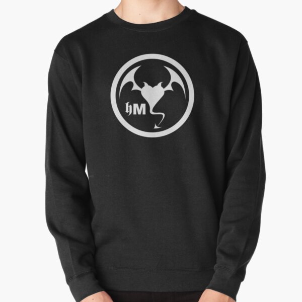 Hollywood Monsters Circle Bat Logo - WHITE PRINT Pullover Sweatshirt