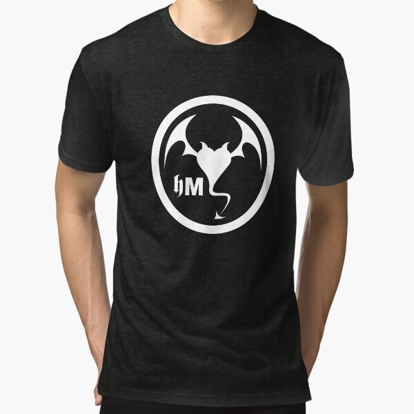 Hollywood Monsters Circle Bat Logo - WHITE PRINT Tri-blend T-Shirt