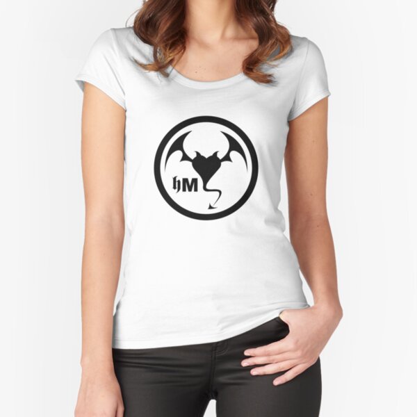 Hollywood Monsters Circle Bat Logo - BLACK PRINT Fitted Scoop T-Shirt