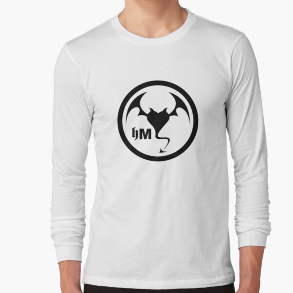 Hollywood Monsters Circle Bat Logo - BLACK PRINT Long Sleeve T-Shirt