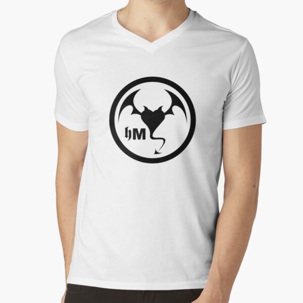 Hollywood Monsters Circle Bat Logo - BLACK PRINT V-Neck T-Shirt