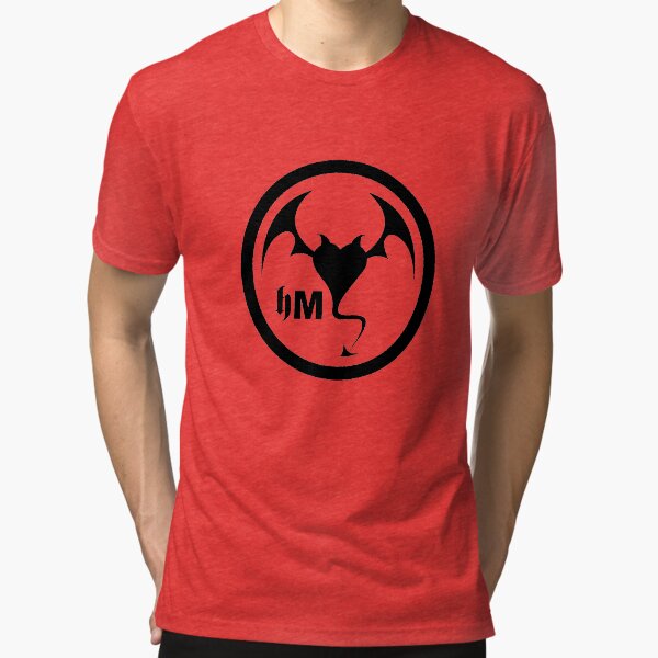 Hollywood Monsters Circle Bat Logo - BLACK PRINT Tri-blend T-Shirt