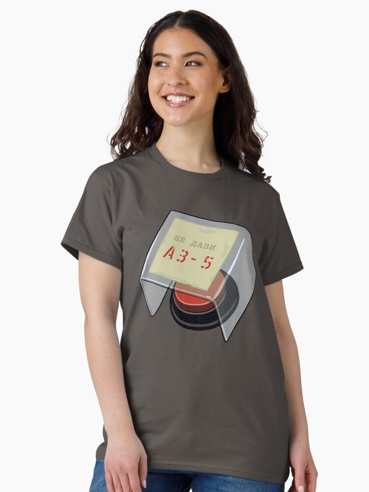 Thumbnail 1 of 7, Classic T-Shirt, AZ-5 Button ─ 'Chernobyl' Fan Art designed and sold by thedrumstick.