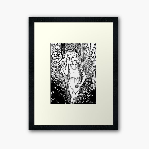Dryad in a forest Framed Art Print