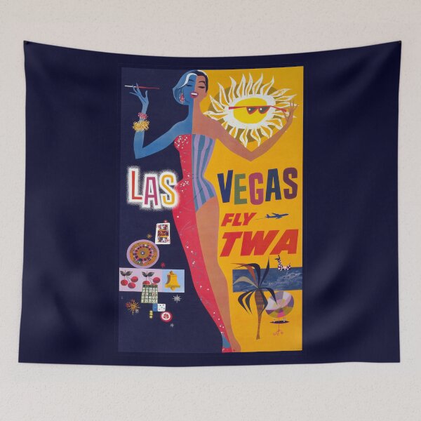 Item preview, Vintage Fly TWA Las Vegas Travel Art Reproduction designed and sold by vintagerepros.