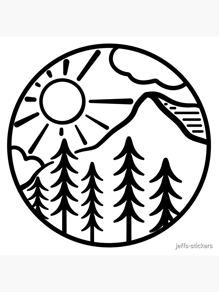 Wander- Mountain doodle (pen drawing) Art Print by JDJ9art