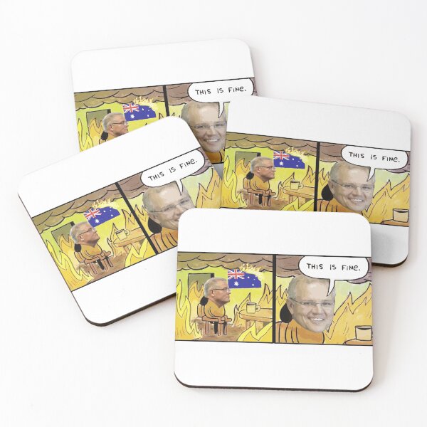 Item preview, "This Is Fine" Scomo Australian Bushfires Meme designed and sold by russell7lee.
