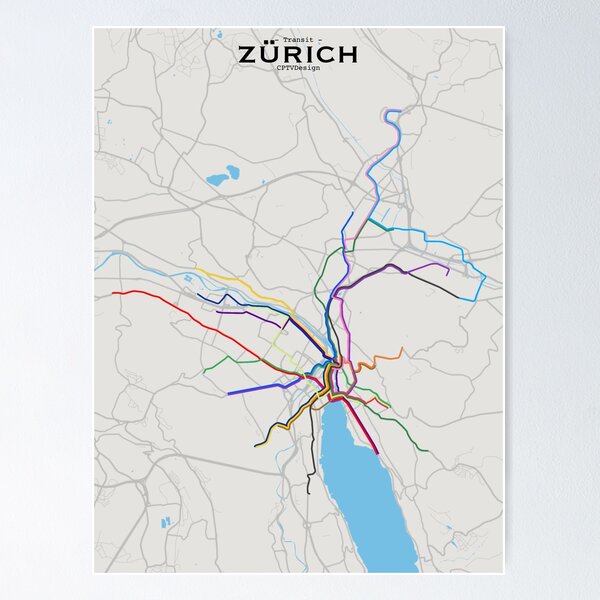 Item preview, Zurich Transit Map designed and sold by CPTVDesign.