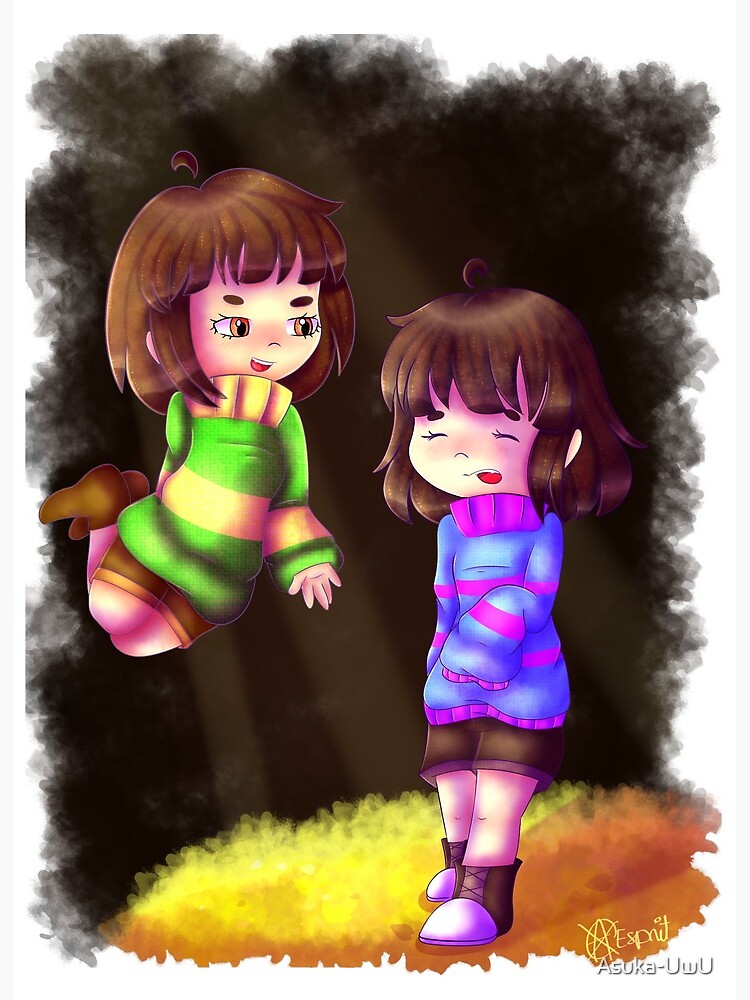 Undertale Chara And Frisk Fanart Art Board Print By Asuka Uwu Redbubble