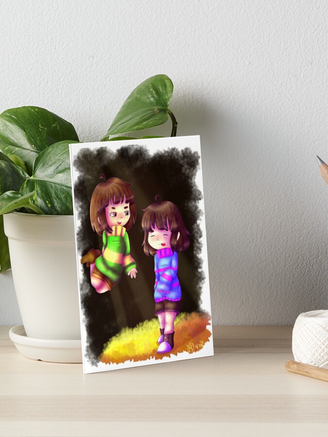 Undertale Chara And Frisk Fanart Art Board Print By Asuka Uwu Redbubble