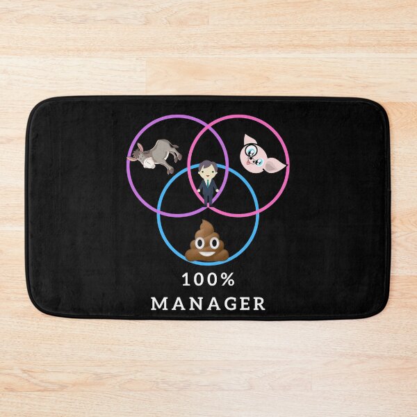 Item preview, 100% Manager: Donkey, Pig, Poop (White text) designed and sold by IntuitiveNZ.