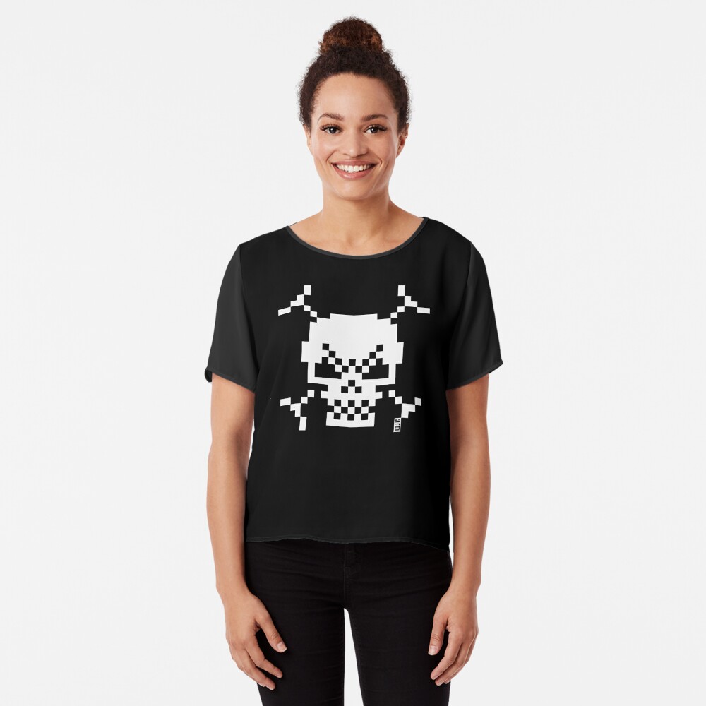 Skull And Crossbones Small (Pixel Art / Jolly Roger / White) Baby One-Piece  by MrFaulbaum