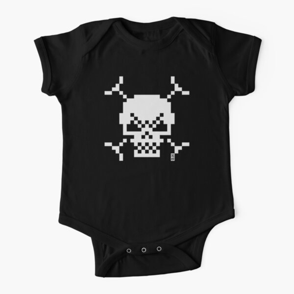 Skull And Crossbones Small (Pixel Art / Jolly Roger / White) Baby One-Piece  by MrFaulbaum