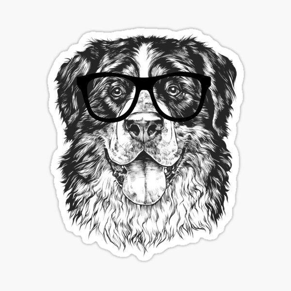 Hipster Bernese Mountain Dog Line Drawing Sticker