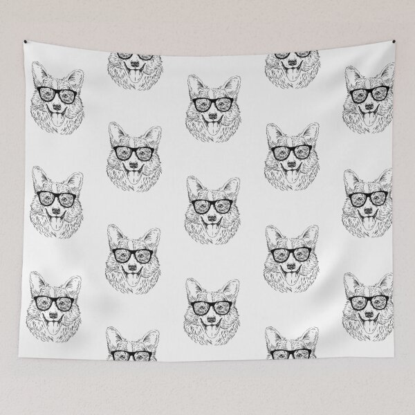 Item preview, Hipster Corgi Dog Line Drawing designed and sold by thepawster.