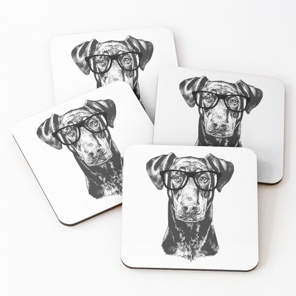 Item preview, Hipster Doberman Pinscher Dog Line Drawing designed and sold by thepawster.