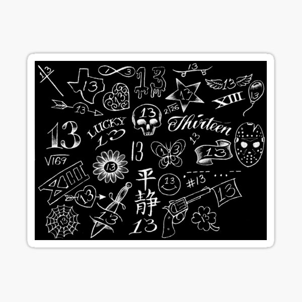 13 - Friday the 13th - white on black - 114455 Sticker
