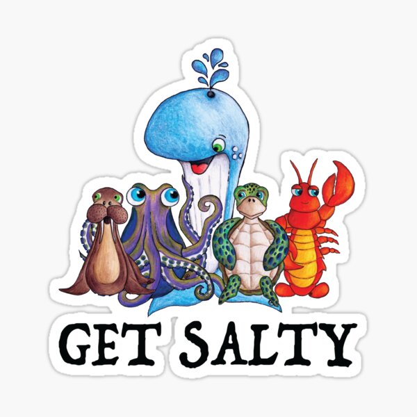 Get Salty Whale Walrus Lobster Sea Turtle Octopus Sticker