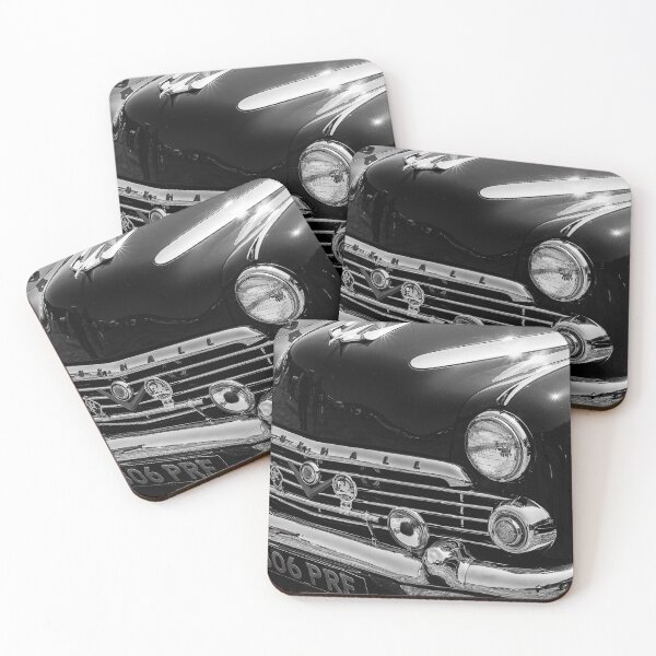 Item preview, A black and white image of the front of a 1950s Vauxhall Velox on display at a car show designed and sold by Graham Cornall.