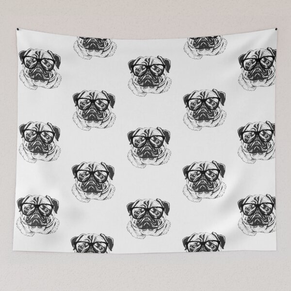 Item preview, Hipster Pug Dog Line Drawing designed and sold by thepawster.